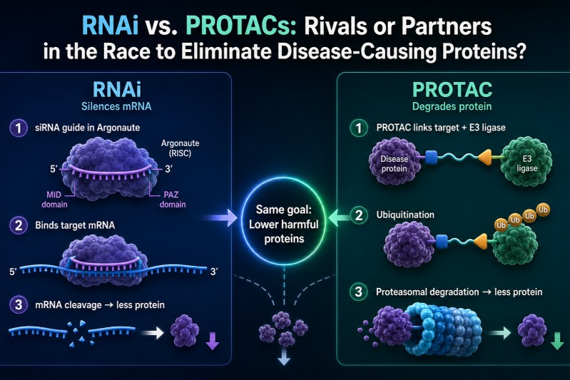 RNAi vs. PROTACs: Rivals or Partners in the Race to Eliminate Disease-Causing Proteins?